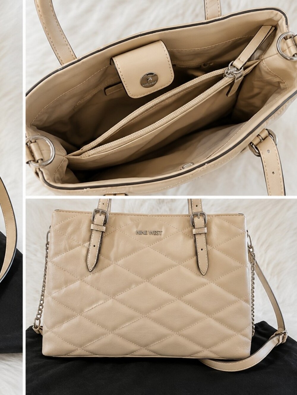 Nine West Quilted Cream Shoulder Bag - Picture 2 of 2
